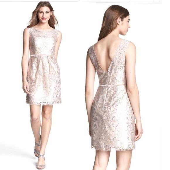 JENNY YOO  Harlow Metallic Lace Sheath Dress 4 - Picture 2 of 8